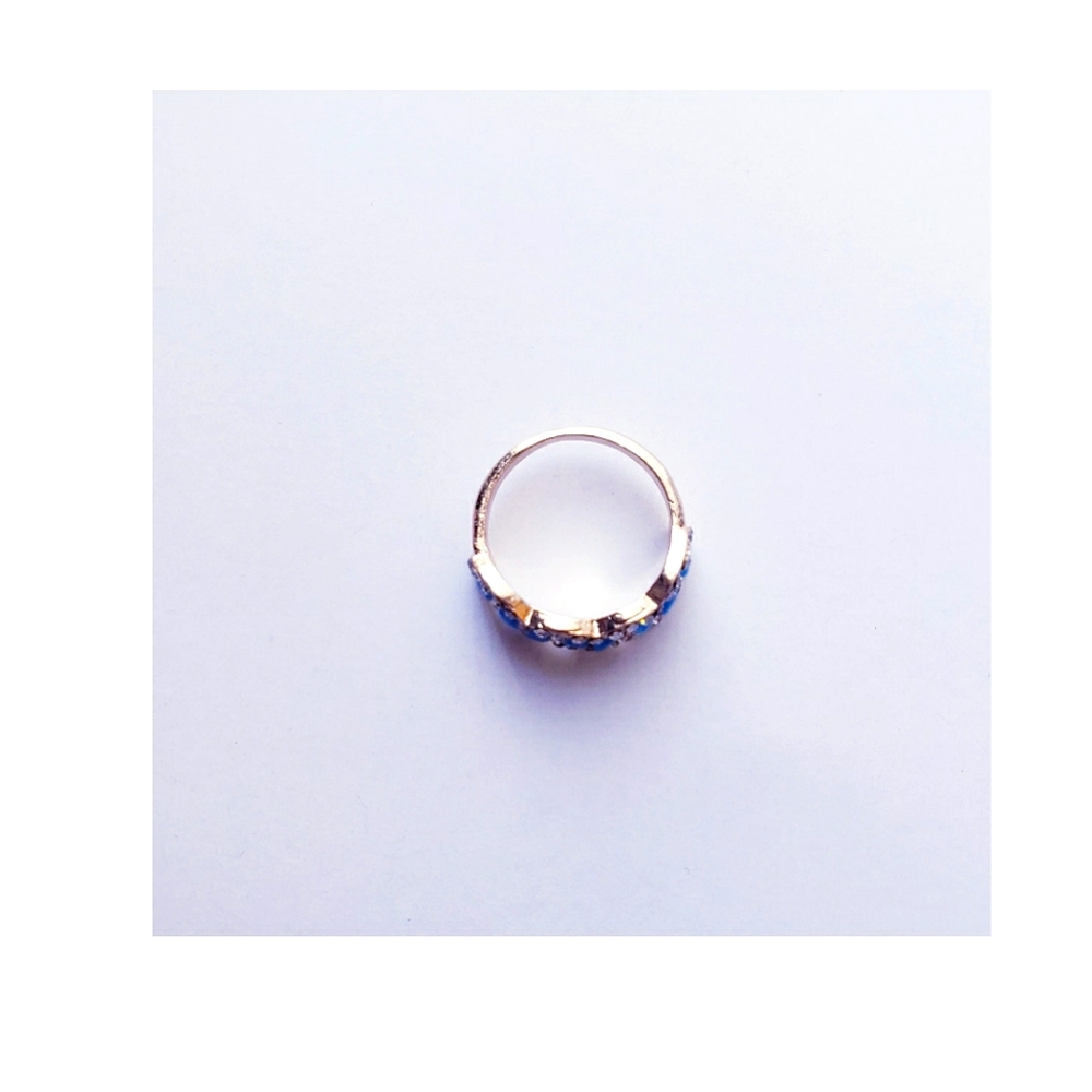 Turquoise Beaded Rhinestone Gold Tone Ring - Picture 2 of 2